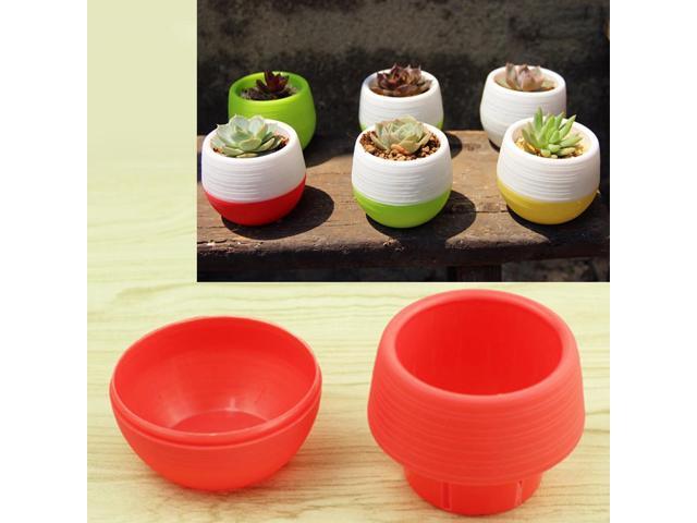 Colourful Mini Round Plastic Plant Flower Pot Garden Home Office