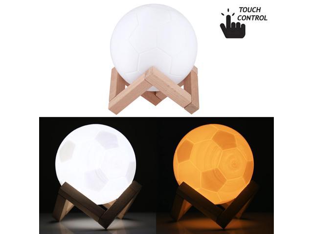 15cm Touch Control 3d Print Football Lamp Usb Charging 2 Color Changing Led Energy Saving Night Light With Wooden Holder Base Newegg Com