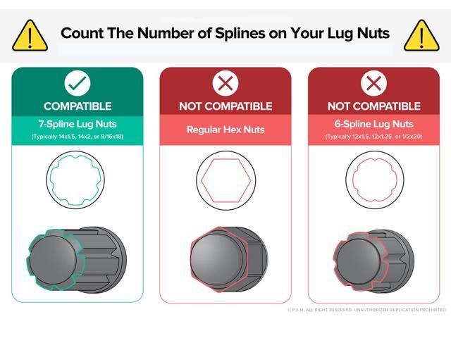 7 Point Spline Drive Tuner Socket Key Tool for Seven-Spline Wheel Lock Lug Nuts 