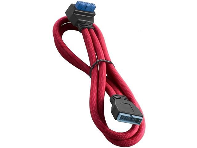 CableMod ModMesh Sleeved Right Angle Internal USB 3.0 Cable (Red, 50cm)