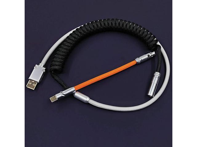 Rainbow Custom Coiled Type C USB Cable for Mechanical Keyboard XLR Connector Spiral Paracord 80cm Advanced Version