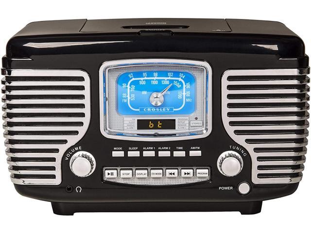 crosley corsair bluetooth alarm clock radio and cd player