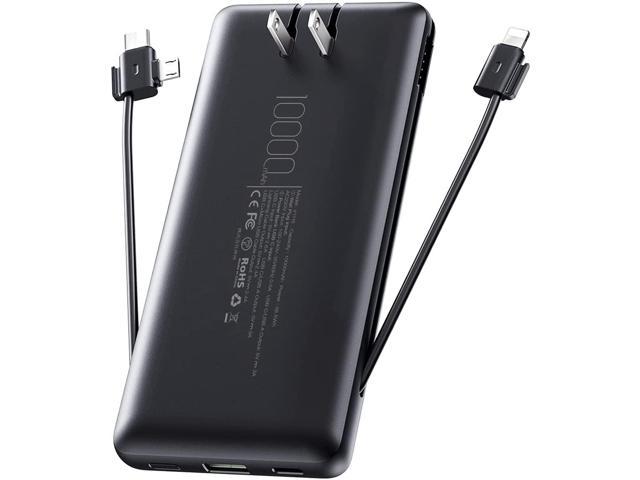 Samsung More Phones Tablets Black Wall Plug USB Battery Pack for iPhones VEGER Portable Charger for iPhone Built in Cables Fast Charging USB C Slim 10000 Power Bank iPad 