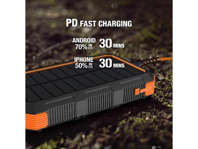 24000mAh Cameras, Drones IP67 All Weather ToughTested BigFoot Portable Solar Charger with 4-Mode LED Flashlight High Efficiency Solar Panel Charger for iPhone & Android Smartphones & Tablets