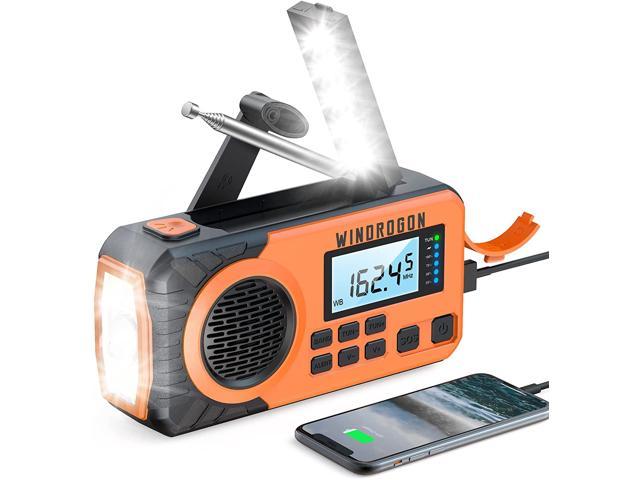 Cell Phone Charger Upgraded Version SOS Alarm for Home & Outdoor Emergency Radio Hand Crank Solar 4000mAh Portable AM/FM/NOAA Weather Radio with 3 LED Flashlight & Motion Sensor Reading Lamp 