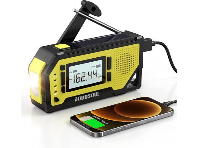 【2020 Newest Version】 Emergency Weather Alert Radio-AM/FM/NOAA Weather Radio with 2000mAh Power Bank for Cellphone Solar Hand Crank Portable Radio with LCD Display&Bottle Opener for Home and Outdoor 