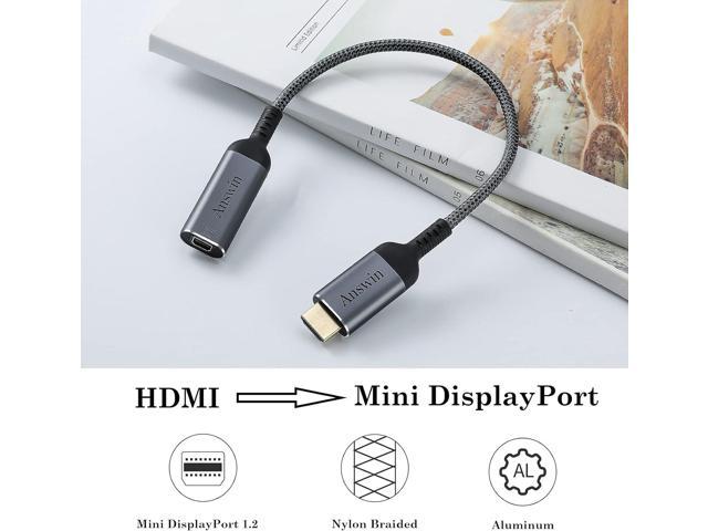 HDMI to Mini DisplayPort Adapter, Answin 4K HDMI to Mini DisplayPort Active  HDMI 1.4 Source for Xbox One/360, NS, Mac Mini, PC/Laptops to Mini DP 1.2  