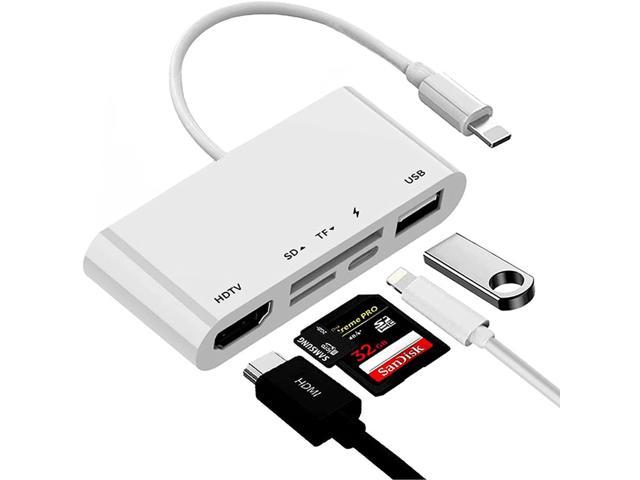 5 in 1 Lightning to TF SD Card Reader Camera USB OTG Adapter Fr iPhone iPad iPod 