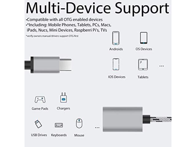 More hdmi Use with Devices Like Keyboard Silver Gamepad PRO OTG Adapter Works with Xiaomi Mi Mix Exclusive Edition for OTG and USB Type-C Braided Cable Zip Mouse