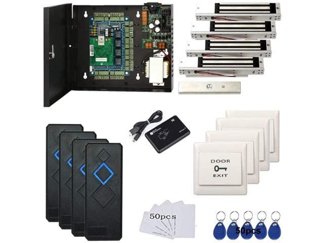 RFID Four door access control systems+TCP/IP+4 PCs Keypad reader+Fobs+Power Box 