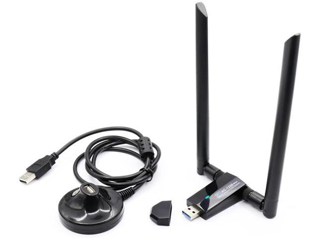 Newrys Wireless WiFi Adapter Low Power Consumption Wireless MT7612U Driver-Free WiFi Adapter Useful Black
