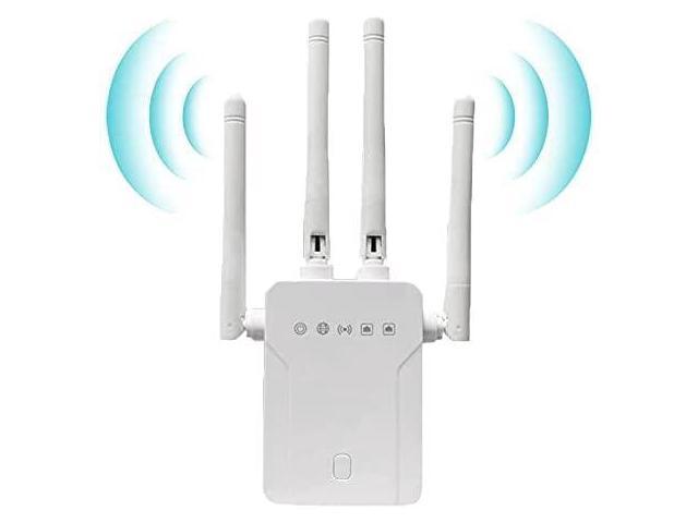 Cover Up to 2500 sq.ft and 30 Devices WiFi Extender WiFi Booster 1200Mbps Wireless Extender Booster with 4 High-Gain Antennas 2Ethernet Port 