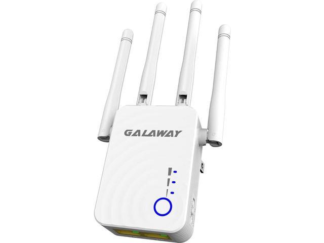 WiFi Extender GALAWAY Upgraded AC1200 Dual Band WiFi Range Extender Wireless Repeater Internet Signal Booster with 4 High Power External Antennas 2 Ethernet Ports for Whole Home WiFi Coverage 
