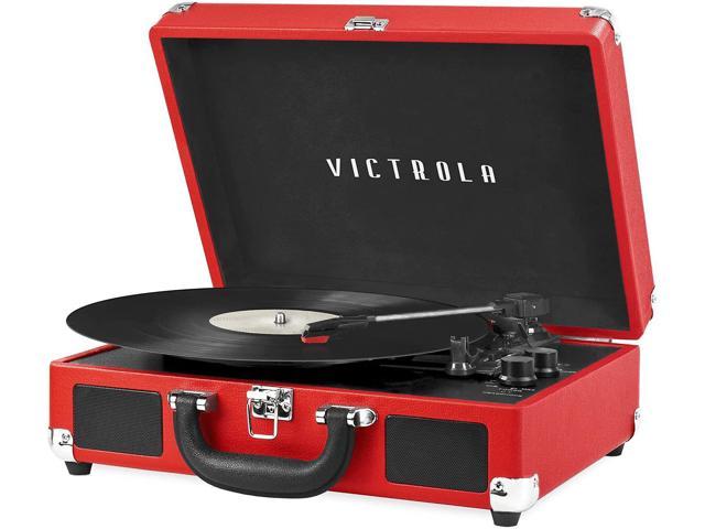 Upgraded　Speakers　Turntable　with　Record　Player　Suitcase　Portable　Sound|　3-Speed　Vintage　Victrola　(VSC-550BT-RD)　Red,　Extra　Audio　Bluetooth　Stylus　1SFA　Built-in　Includes