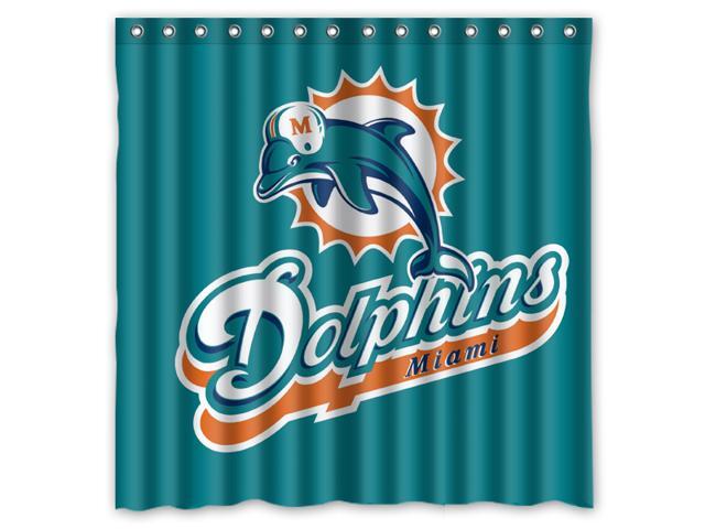 Nfl Team Miami Dolphins Design Polyester Fabric Bath Shower