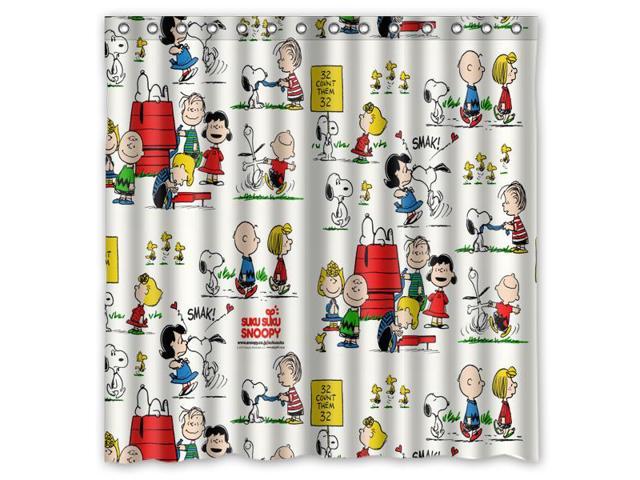 Snoopy Cartoon Design Polyester Fabric Bath Shower Curtain 180x180