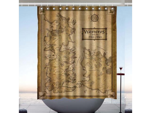 Game Of Thrones Houses Map Design, Gold Map Shower Curtain