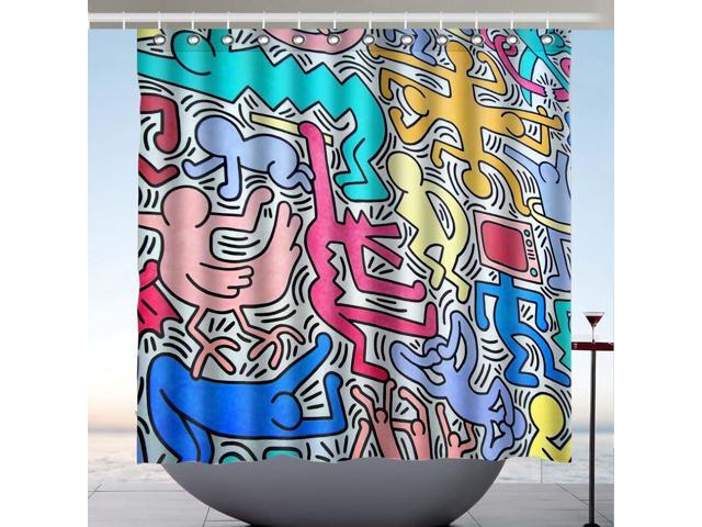 Artwork Keith Haring 01 Design Polyester Fabric Bath Shower