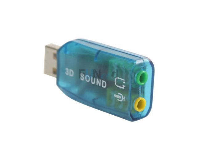 Blue USB 2.0 to Mic/Speaker 5.1 audio Sound Card Adapter 5V  Plug & Play