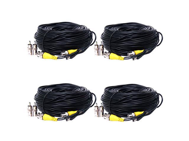 VideoSecu 4 Pack 150ft Video Power Extension Cable Wire Cord with BNC RCA Adapters for CCTV Security Camera DVR System 1OA