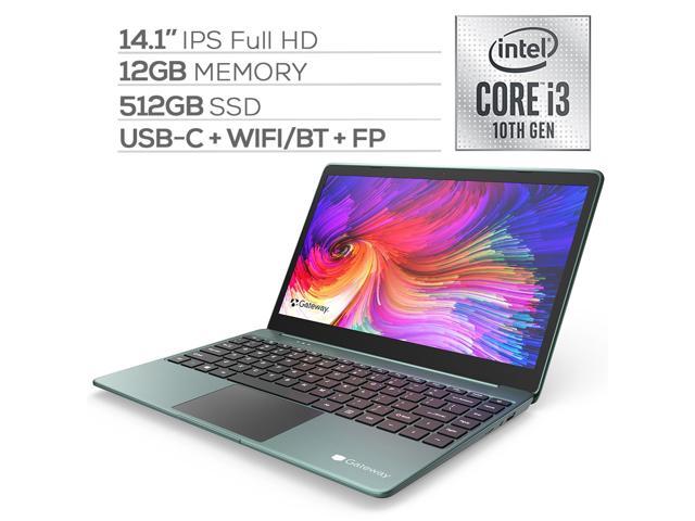 Gateway Notebook Ultra Slim Laptop 14.1" IPS FHD Intel Core i3-1005G1 Up to 3.4GHz 12GB RAM 512GB SSD USB-C FP Reader Webcam HDMI Wi-Fi THX Audio Win 10 S Blue