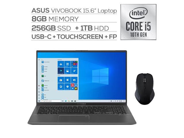 ASUS VivoBook 15.6" FHD Touchscreen Laptop, 1080p NanoEdge, Inetl Core i5-1035G1 Quad-Core, 8GB RAM, 256GB SSD+1TB HDD, USB-C, FP Reader, WebCam, KeyPad, Mytrix Wireless Mouse, Win 10