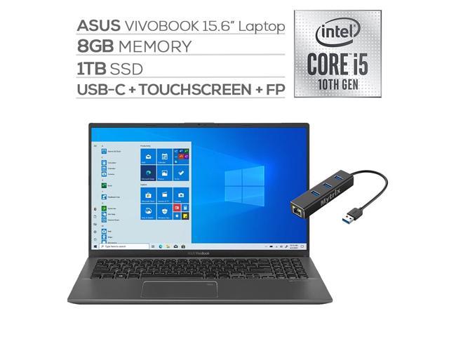 ASUS VivoBook 15.6" FHD Touchscreen Laptop, 1080p NanoEdge, Inetl Core i5-1035G1 Quad-Core, 8GB RAM, 1TB SSD, USB-C, FP Reader, WebCam, KeyPad, Mytrix Ethernet Hub, Win 10