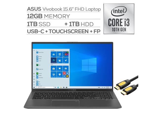 ASUS VivoBook 15.6" FHD Touchscreen Laptop, 1080p NanoEdge, Inetl Core i3-1005G1 Dual-Core, 12GB RAM, 1TB SSD+1TB HDD, USB-C, FP Reader, WebCam, Mytrix HDMI Cable, Win 10 S