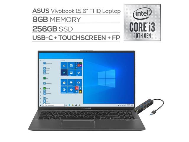 ASUS VivoBook 15.6" FHD Touchscreen Laptop, 1080p NanoEdge, Inetl Core i3-1005G1 Dual-Core, 8GB RAM, 256GB SSD, USB-C, FP Reader, WebCam, Mytrix Ethernet Hub, Win 10 S
