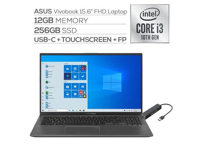 ASUS VivoBook 15.6" FHD Touchscreen Laptop, 1080p NanoEdge, Inetl Core i3-1005G1 Dual-Core, 12GB RAM, 256GB SSD, USB-C, FP Reader, WebCam, Mytrix Ethernet Hub, Win 10 S
