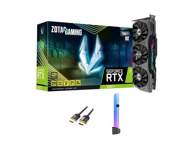 ZOTAC GeForce RTX 3080 Ti Trinity OC Graphics Card, 12GB GDDR6X 384-bit 19 Gbps PCIe 4.0, IceStorm 2.0 Advanced Cooling, Spectra 2.0 RGB Lighting, w/ MT HDMI 2.1 Cable, Anti-Sag RGB Holder