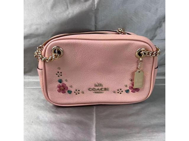 Coach CA143 Cammie Chain Shoulder Bag With Floral Whipstitch In Faded Blush  Multi 
