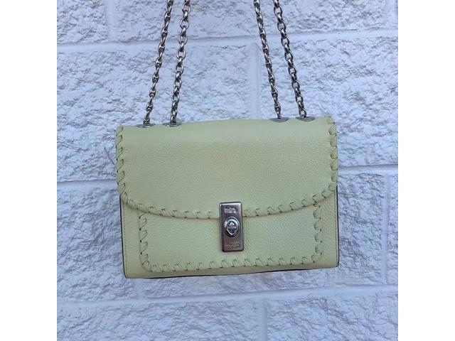 Coach CA239 Lane Shoulder Bag With Whipstitch In SV/Pale Lime 