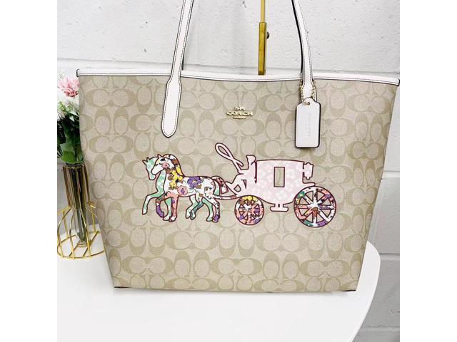 Coach Reversible City Tote in Signature Canvas With Horse and Carriage