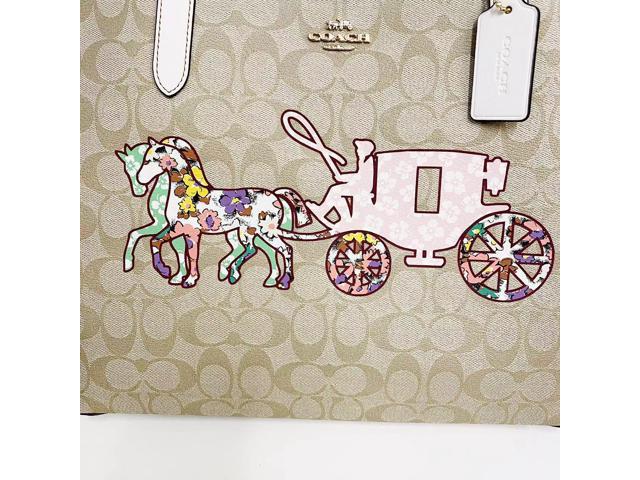 Coach (CA607) Large Khaki Horse Carriage Graphic Signature City Tote Handbag
