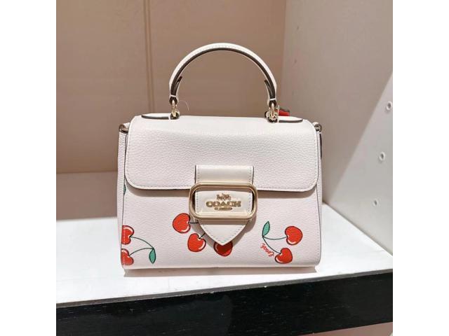 Coach CF419 Morgan Top Handle Satchel With Heart Cherry Print In