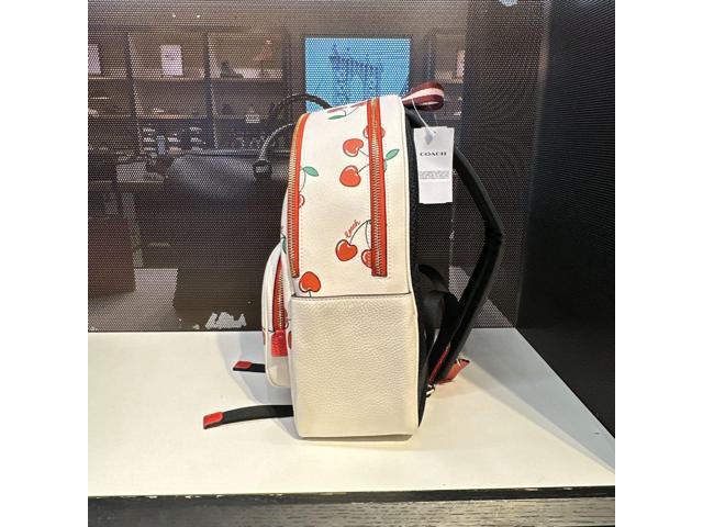 Coach CE628 Court Backpack With Heart Cherry Print IN Gold/Chalk Multi 