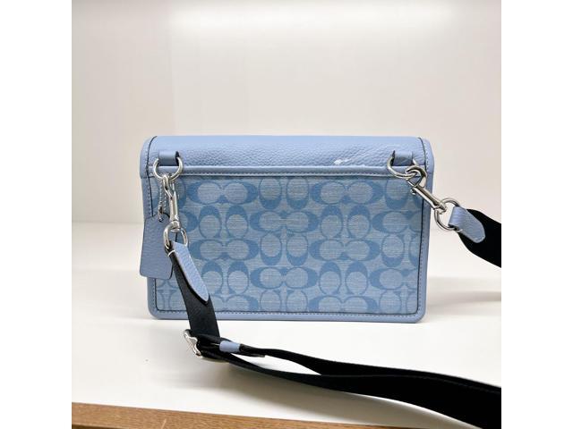 Coach CH828 Signature Chambray Turner Flap Crossbody Bag Light Blue