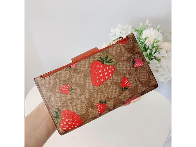 Coach NWT Tech Wallet In Signature Canvas With Wild Strawberry Print - $141  New With Tags - From Juli