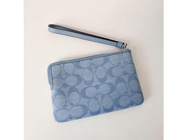 NWT Coach Corner Zip Wristlet In Signature Chambray CH371
