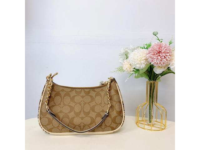 Coach CC323 Teri Shoulder Bag In Signature Canvas In Gold/Khaki