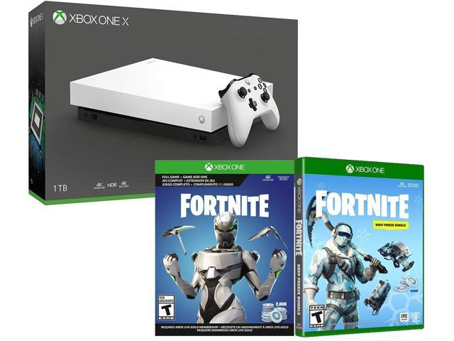 Microsoft Xbox One X White Special Edition Fortnite Frostbite Bouns Bundle 1000 V Bucks Fortnite Frostbite Skin Xbox One X Ultimate True 4k Special - 