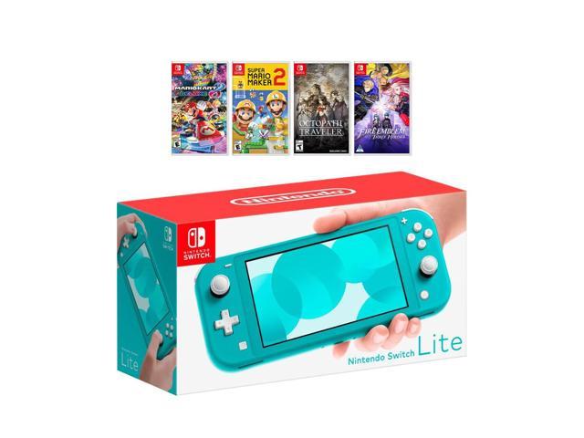 New Nintendo Switch Lite Turquoise Console Bundle with 4 Games: Super Mario Kart 8, Super Mario Maker 2, Octopath Traveler, and Fire Emblem: Three Houses! - Newegg.com