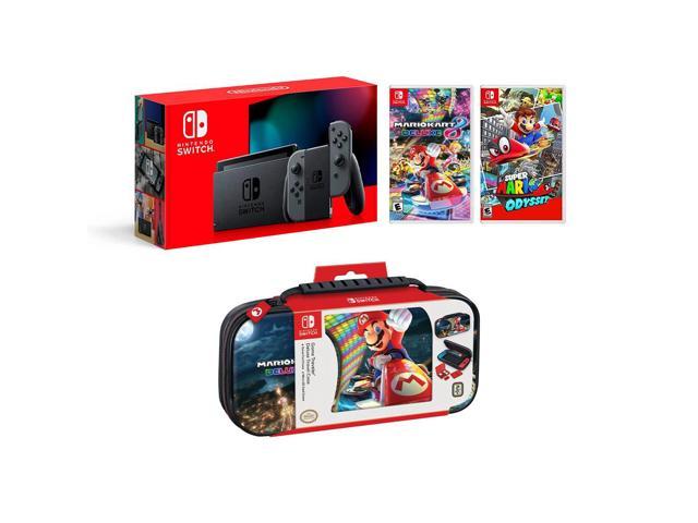 nintendo switch console grey with mario kart 8 deluxe