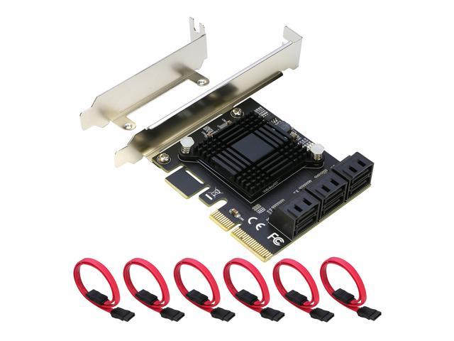 PCIe SATA Card 6 Port, RIITOP PCI-e x4 to SATA3 6Gbps Expansion Controller  with ASM1166 Chipset Non-Raid, Support 6 SATA 3.0 Devices for Desktop PC