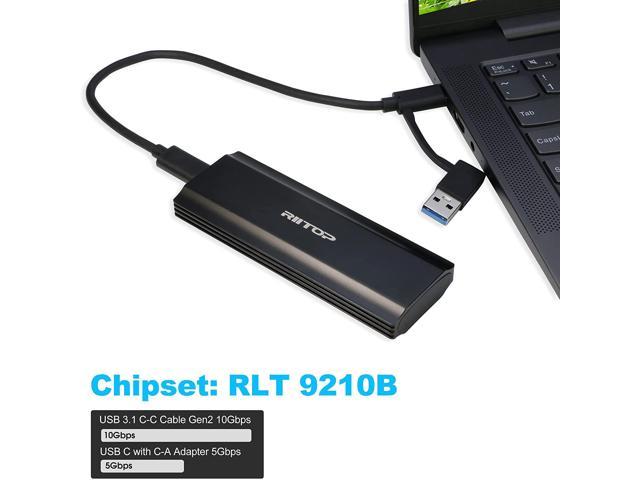 RIITOP M.2 NVMe NGFF USB C Enclosure Case Adapter 10Gbps, USB 3.2 Type ...