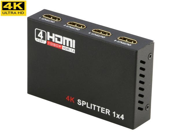 HDMI Splitter 1 in 4 out, RIITOP HDMI [version 1.4] 4K Hub Repeater 1x4 Ports Support Full HD 4K*2K @30Hz 1080P