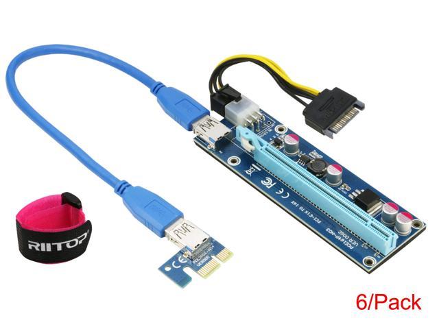 USB3.0 15Pin PCI-E Express 1x to 16x Extender Riser Adapter Card SATA Cable 60cm 