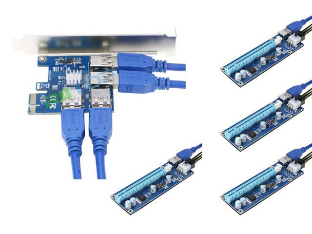 Ubit 4 in 1 PCI-E Riser Adapter Board 6 PIN 16x to 1x Powered Riser Adapter...