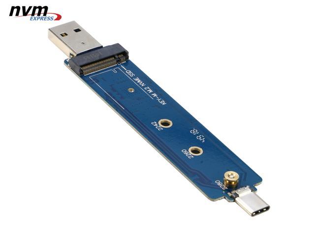 RIITOP PCIe M.2 NVMe SSD to USB Adapter Card with USB 3.1 Type C and Type A Dual Ports (No Need Cable) for Samsung 970 960 series WD Black Intel Crucial NVMe M key SSD